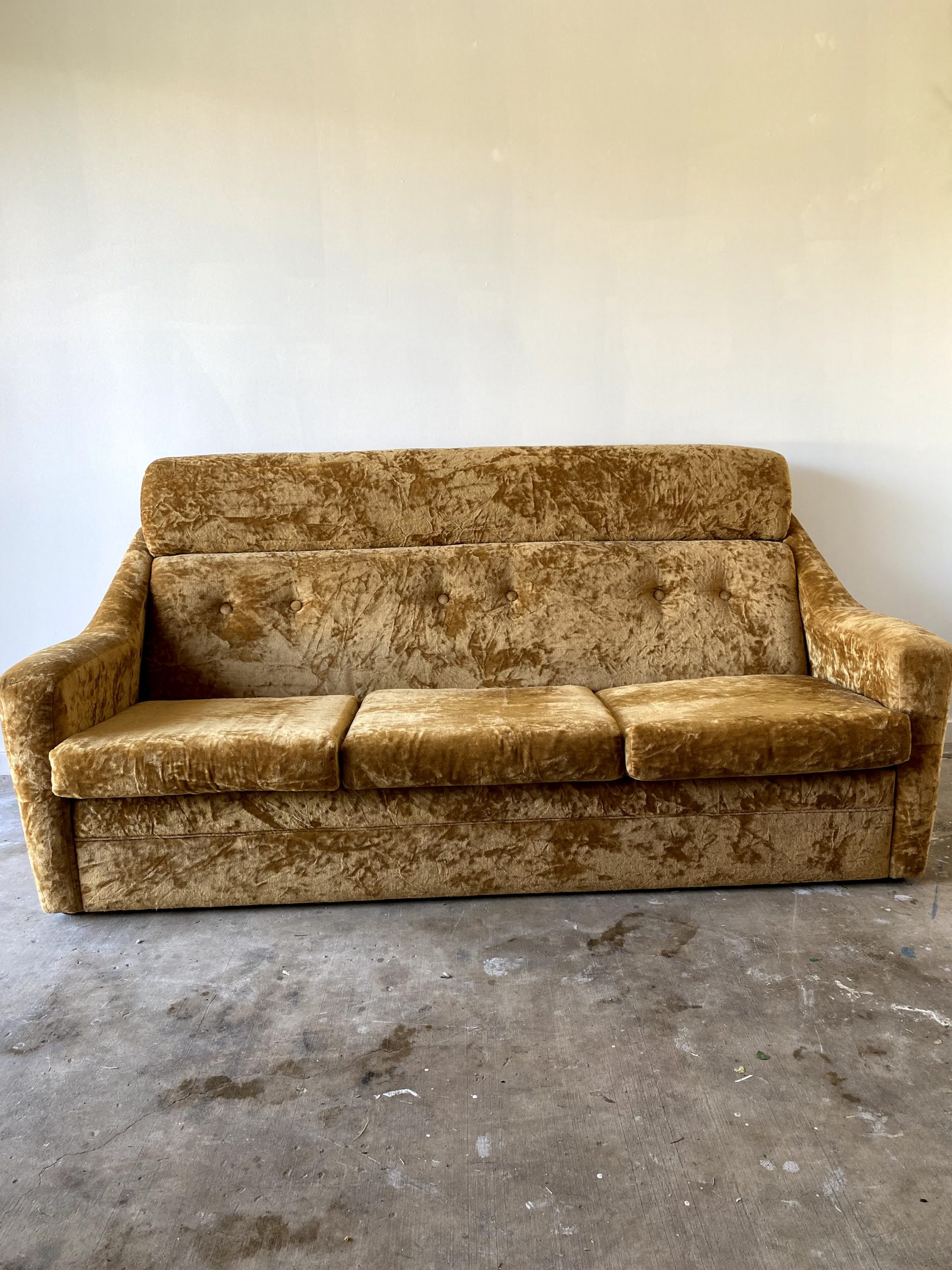 Retro Crushed Velvet Mustard Lounge Suite (Sold) - Mid Century & Modern ...